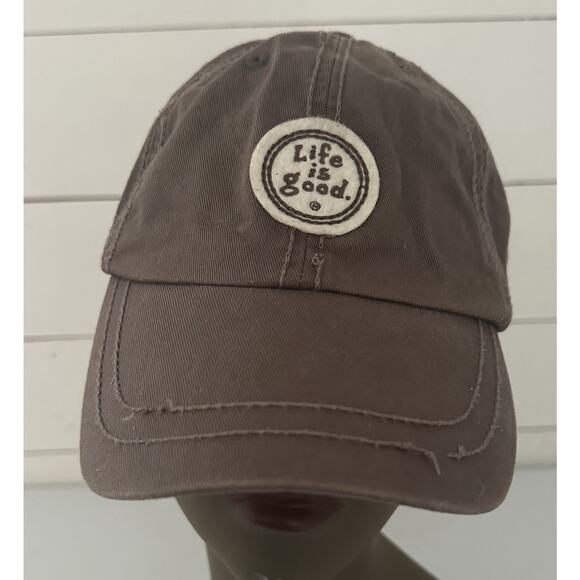 Life Is Good Baseball Cap Hat OS Brown Logo Adjustable Strapback - Picture 1 of 8